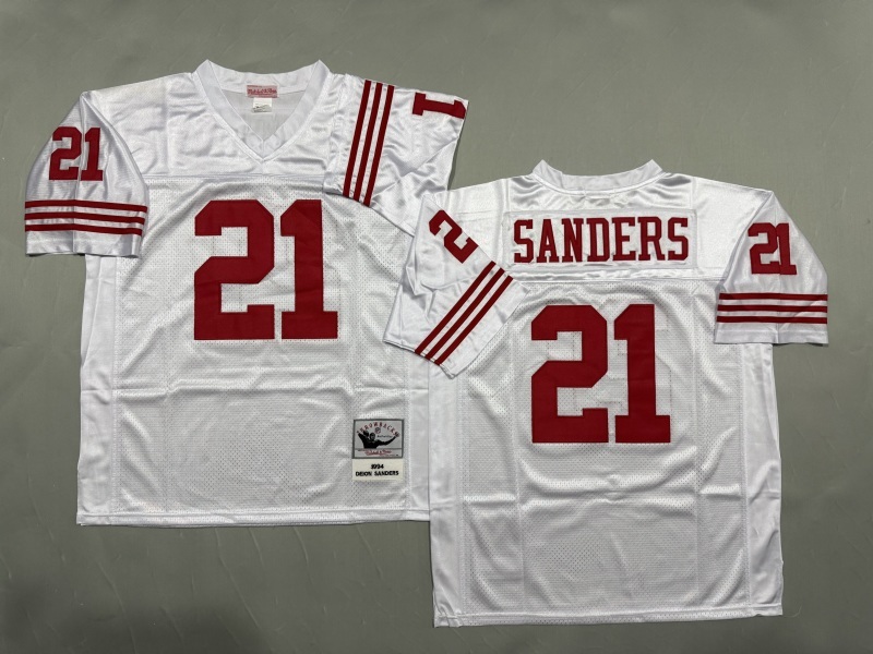 Men 2025 San Francisco 49ers #21 Sanders white Throwback Limited NFL Jersey style 002